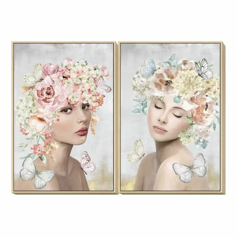 Painting DKD Home Decor 80 x 4 x 120 cm Flowers Modern (2 Units)