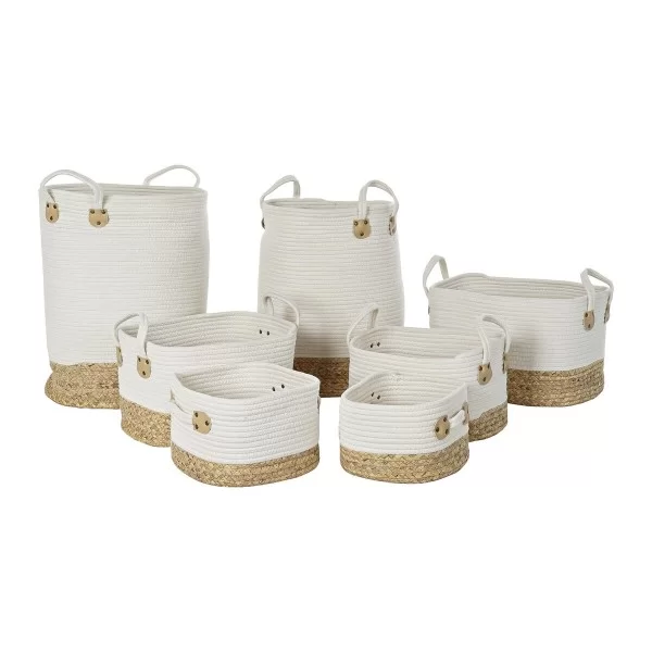 Basket set DKD Home Decor Cotton Fibre (42 x 42 x 52,5 cm)