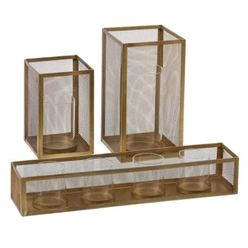 Candleholder 56 x 12 x 10 cm Crystal Golden Metal 2
