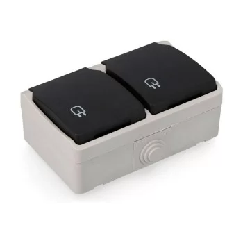 Plug socket EDM With lid Double Watertight Grey Surface... 2