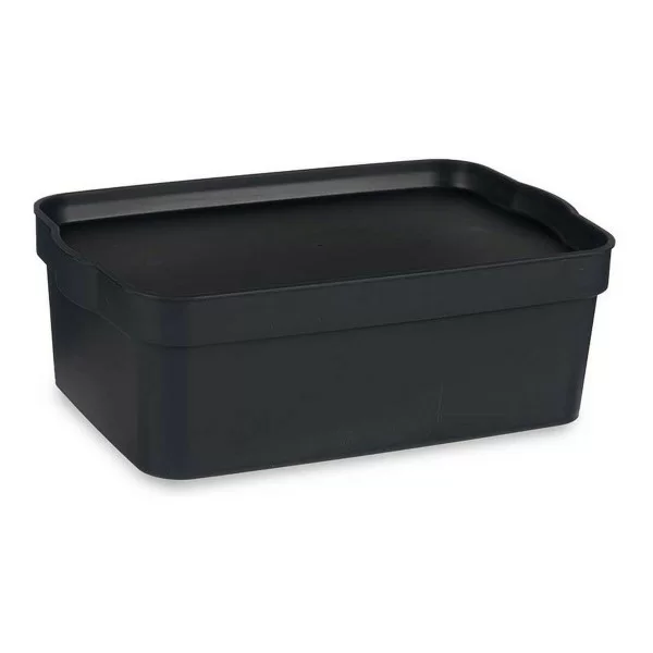 Storage Box with Lid Anthracite Plastic (21,5 x 11 x 32 cm)