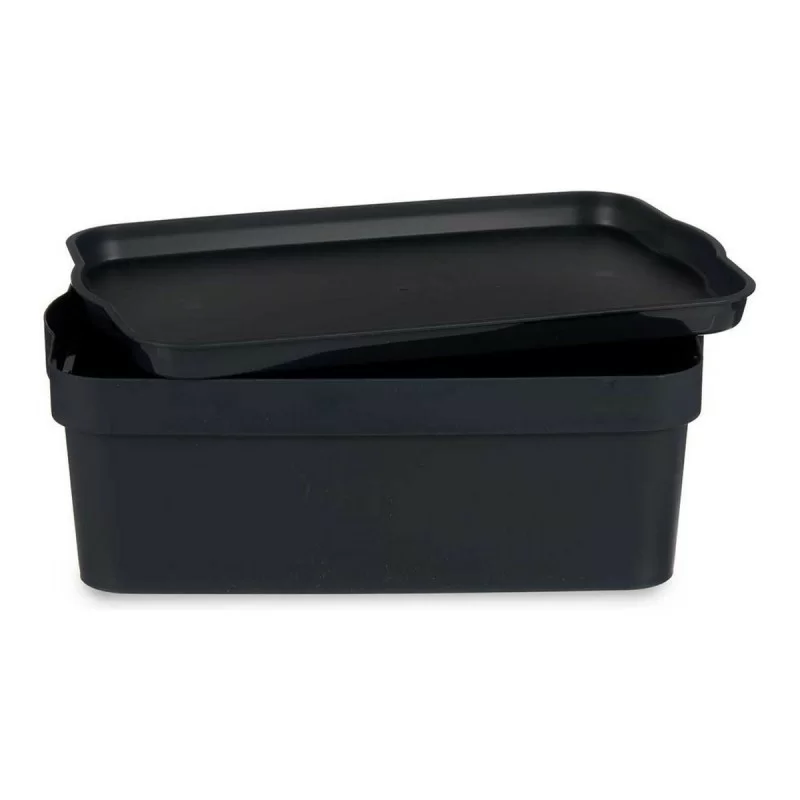 Storage Box with Lid Anthracite Plastic (21,5 x...