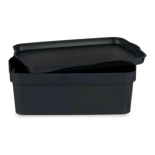 Storage Box with Lid Anthracite Plastic (21,5 x 11 x 32 cm)