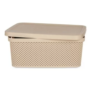 Storage Box with Lid Beige Plastic (28 x 15 x 39 cm) 2