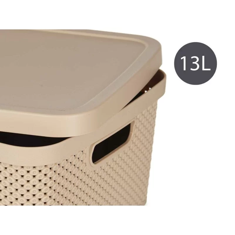 Storage Box with Lid Beige Plastic (28 x 15 x...