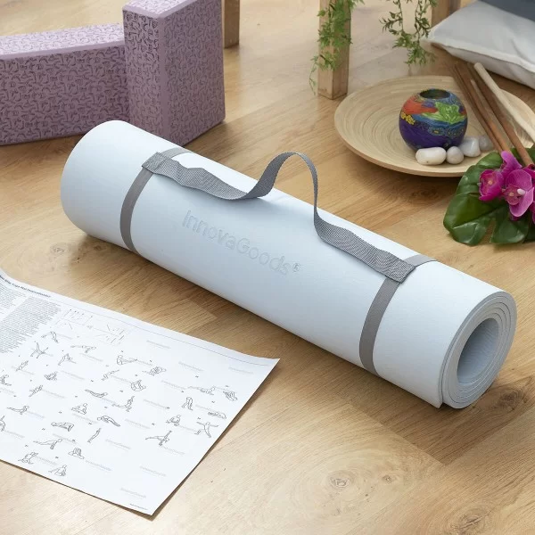 Non-slip Yoga Mat with Position Lines and Exercise Guide Asamat InnovaGoods Blue (Refurbished A)