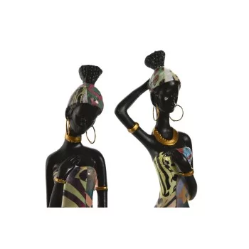 Decorative Figure Home ESPRIT Multicolour African Woman 9... 2