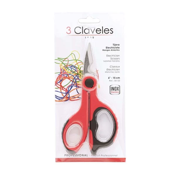 Electrician Scissors 3 Claveles 6" 14 cm Stainless steel Upright