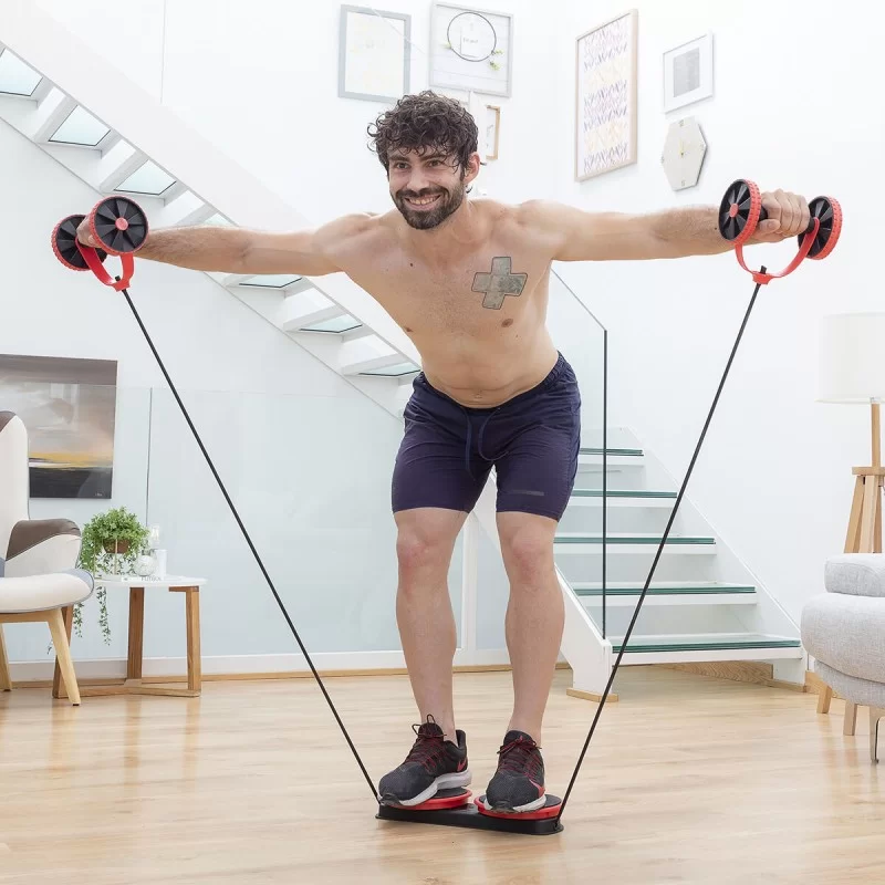 Abdominal Roller with Rotating Discs, Elastic...