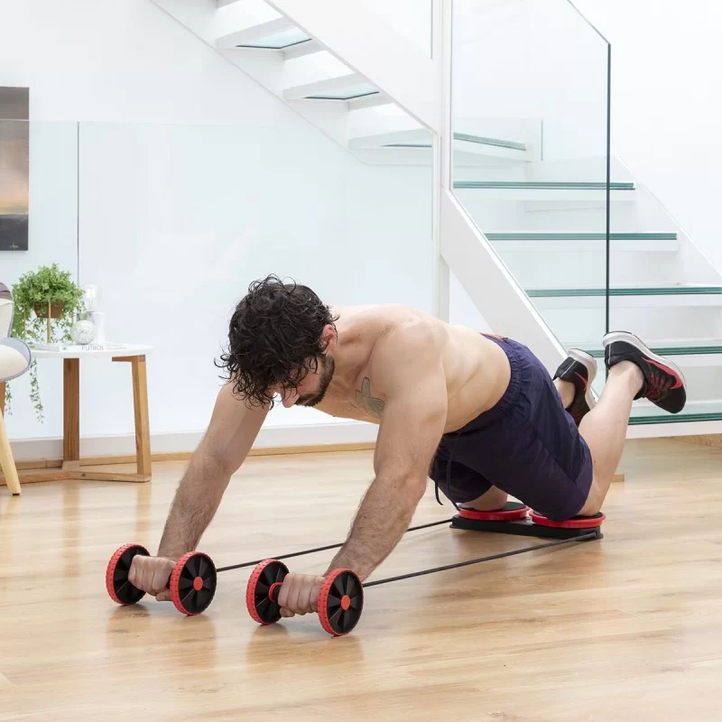 Abdominal Roller with Rotating Discs, Elastic...