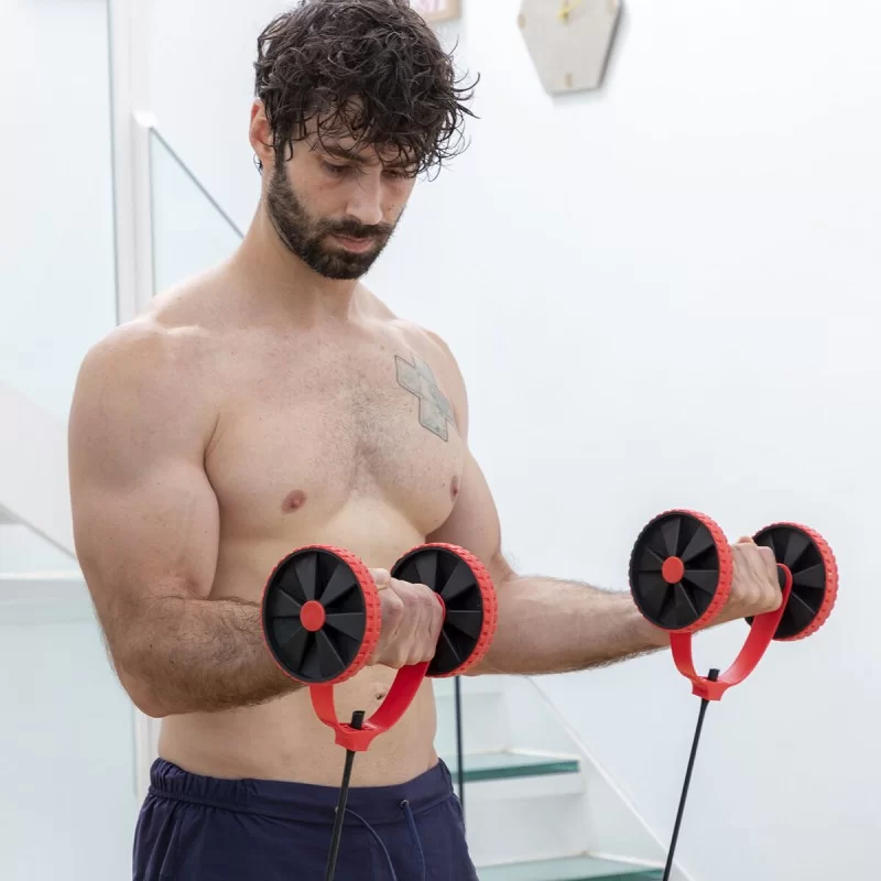 Abdominal Roller with Rotating Discs, Elastic...