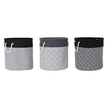 Laundry basket DKD Home Decor Printed Black Grey White 45...