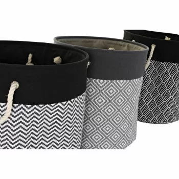 Laundry basket DKD Home Decor Printed Black Grey White 45... 2