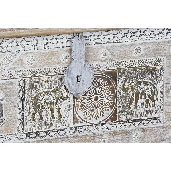Chest DKD Home Decor White Brass Mango wood 89 x 40 x 48 cm
