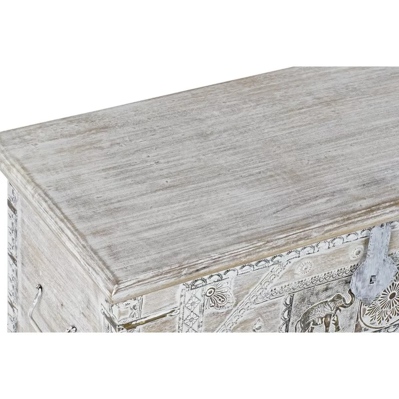Chest DKD Home Decor White Brass Mango wood 89...