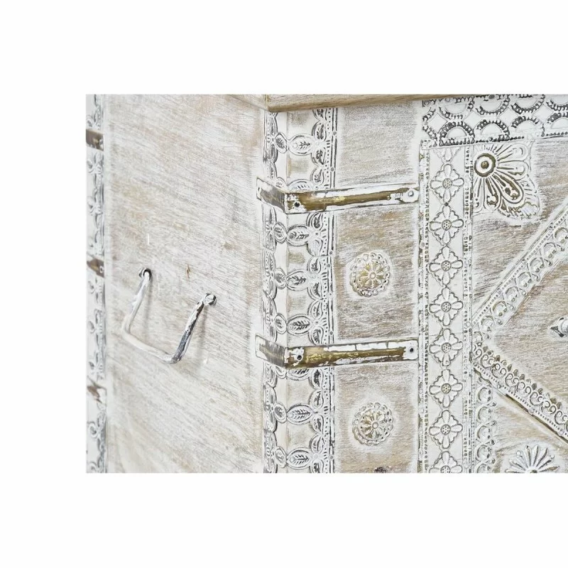 Chest DKD Home Decor White Brass Mango wood 89...