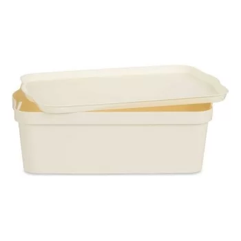 Storage Box with Lid Cream Plastic 14 L 29,5 x 14,3 x 45 cm