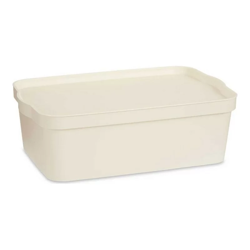 Storage Box with Lid Cream Plastic 14 L 29,5 x...