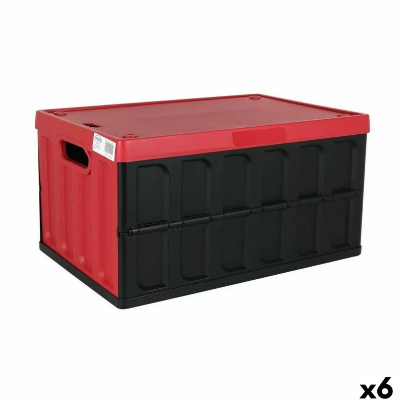 Folding Box with Handles Tontarelli Voilà With lid Black Red 59,5 x 39 x 31,5 cm (6 Units)