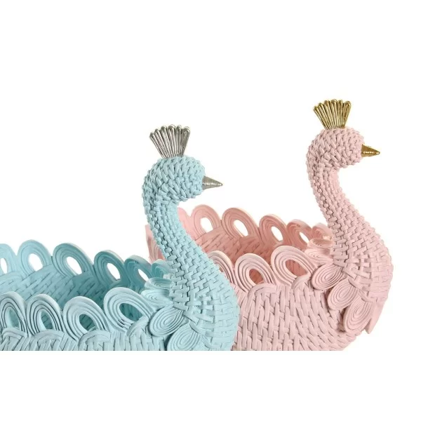 Valet Tray DKD Home Decor Blue Sky blue Light Pink Resin 23 x 14,3 x 23 cm (2 Units)