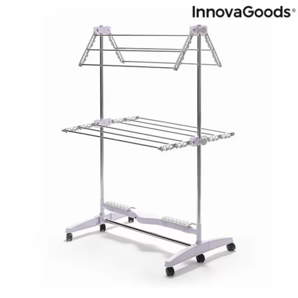 Folding Electric Drying Rack with Air Flow Breazy InnovaGoods IG815349 White Metal Aluminium (Refurbished C)