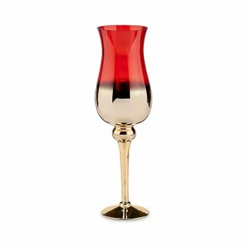Candleholder Crystal Red Golden 13 x 45 x 13 cm (6 Units) 2