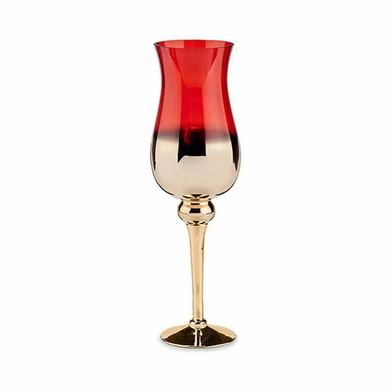 Candleholder Crystal Red Golden 13 x 45 x 13 cm...