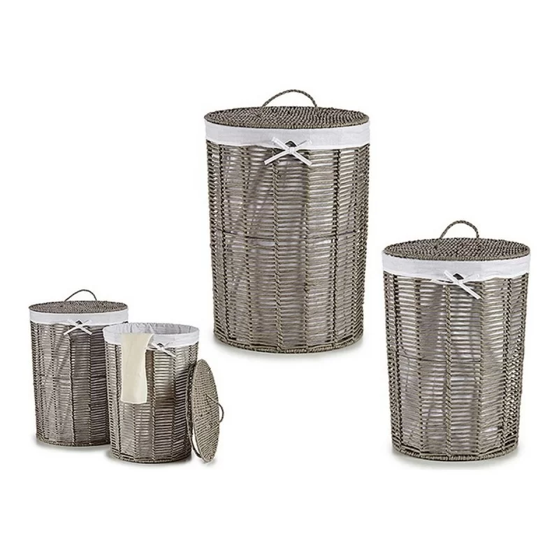Laundry Basket Grey Cloth wicker (2 Pieces) (44...