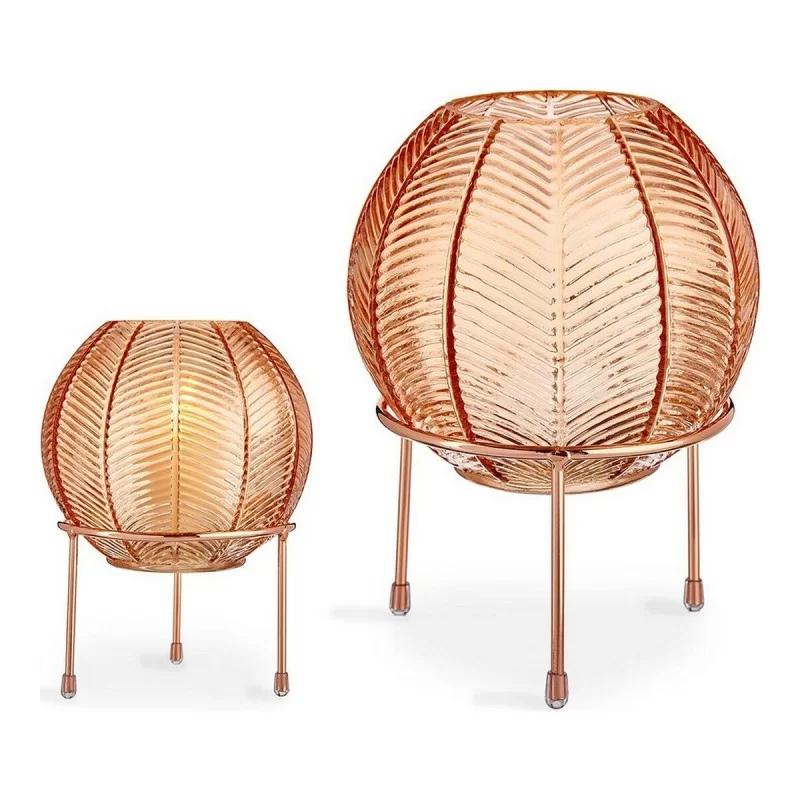 Vase Amber Ball Metal Glass (14,5 x 19,5 x 14,5...