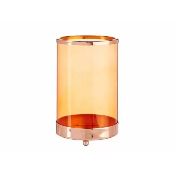 Candleholder Copper Amber Cylinder 12,2 x 19,5 x 12,2 cm...