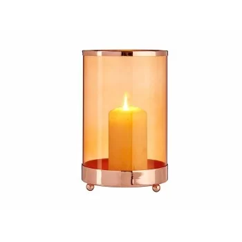 Candleholder Copper Amber Cylinder 12,2 x 19,5 x 12,2 cm... 2
