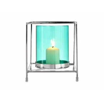 Candleholder Squared Silver Blue 14 x 15,5 x 14 cm Metal... 2