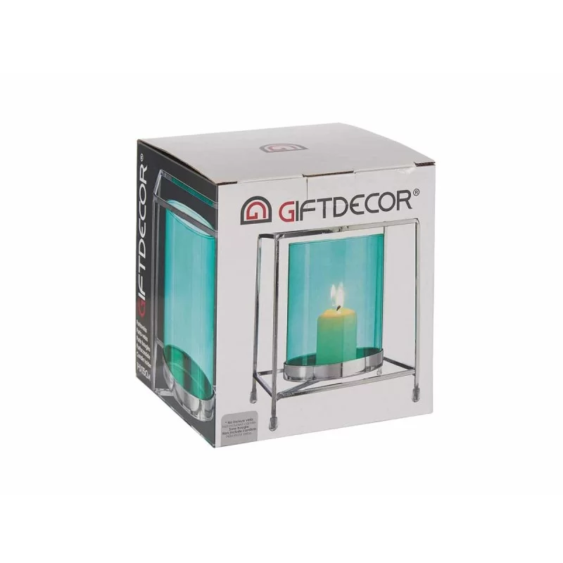 Candleholder Squared Silver Blue 14 x 15,5 x 14...