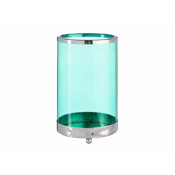 Candleholder Silver Blue Cylinder 12,2 x 19,5 x 12,2 cm...