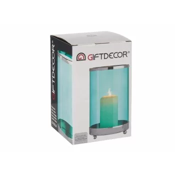 Candleholder Silver Blue Cylinder 12,2 x 19,5 x 12,2 cm... 2