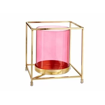 Candleholder Squared Pink Golden 14 x 15,5 x 14 cm Metal...