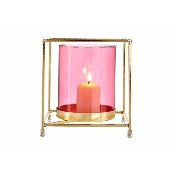 Candleholder Squared Pink Golden 14 x 15,5 x 14 cm Metal... 2