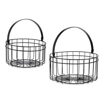 Basket Circular Black Metal (2 pcs)