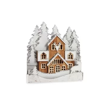 Decorative Figure Town Christmas White Brown Wood 44 x 43...