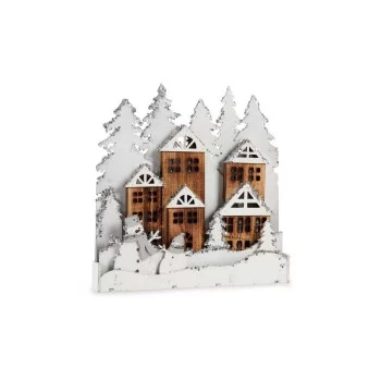 Decorative Figure Town Christmas White Brown Wood 44 x...