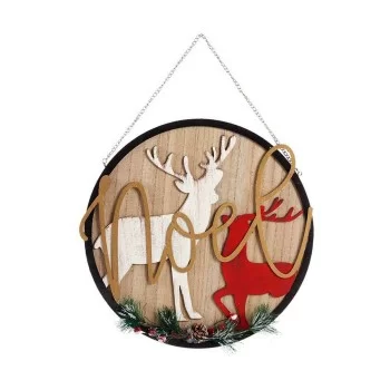 Sign Noel Reindeer 29 x 1 x 29 cm Red Black Metal White...