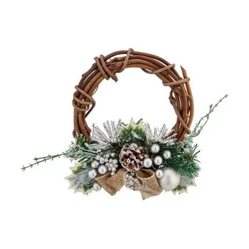 Advent wreathe 20,32 cm 22 x 8 x 22 cm Silver Wood Green...