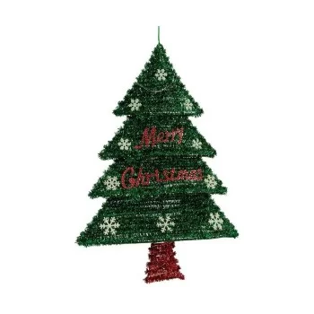 Decoration Christmas Tree 44 x 58,8 x 7 cm Red Silver...