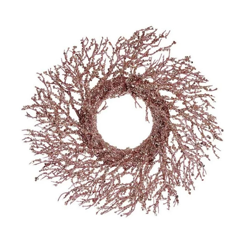 Advent wreathe Branch Pink Golden Plastic 50 x 10 x 50 cm