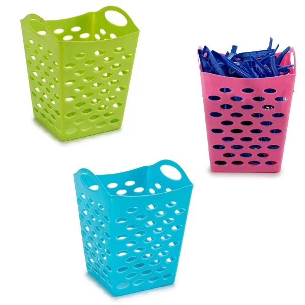 Peg Basket Polyethylene 13 x 17 x 13 cm Squared With handles (48 Units)