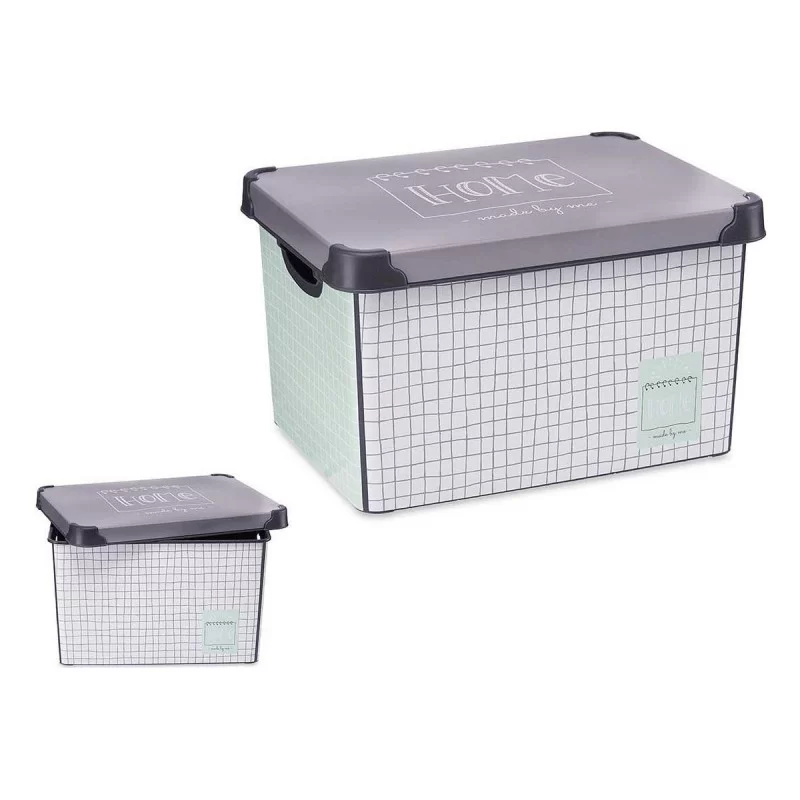 Storage Box with Lid Home Grey Plastic (29 x...