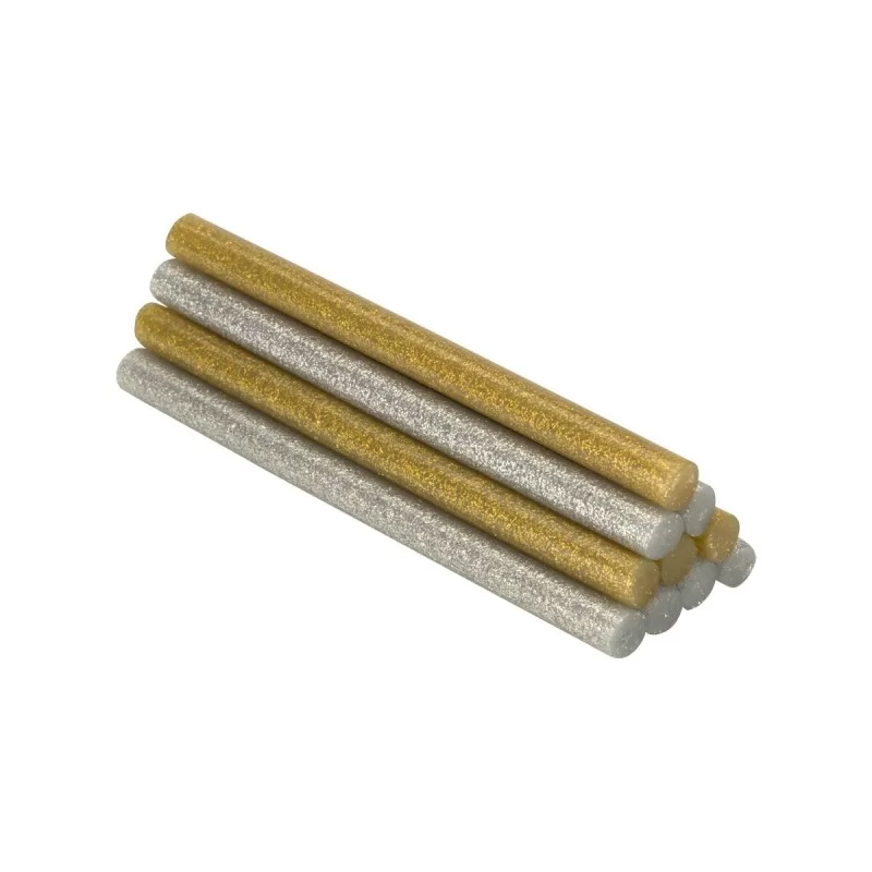 Hot melt glue sticks Salki 430208 Silver Golden Glitter Decoration Ø 8 x 95 mm 105 g (22 Units)