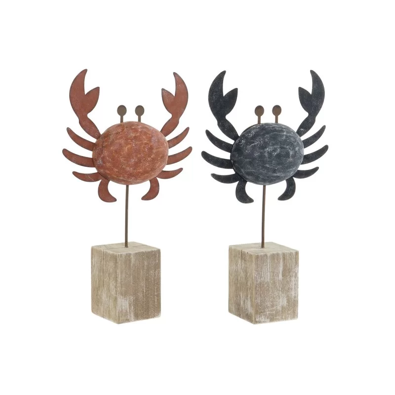 Decorative Figure Home ESPRIT Blue Red Natural Crab 17,5 x 6 x 29 cm (2 Units)