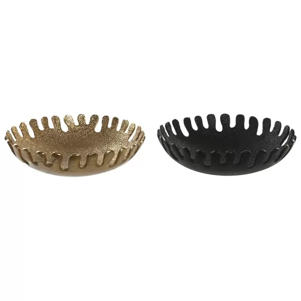 Centerpiece DKD Home Decor Black Golden Modern 32 x 32 x 9 cm (2 Units)