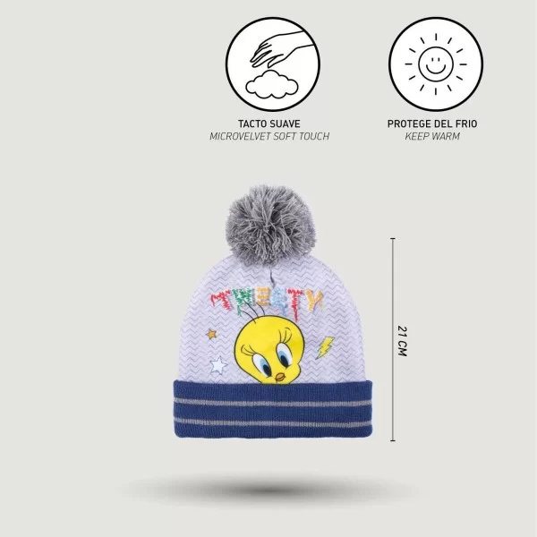 Hat & Gloves Looney Tunes Grey